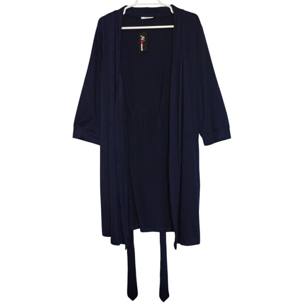 Hotouch Women's Open Front Long Sleeve Cardigan with Belt, Navy Blue Size M NWT